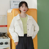 Белая короткая мини-юбка, джинсовая осенняя куртка, ретро топ, в корейском стиле, подходит для подростков