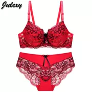 Julexy Solid Color Sexy Áo lót ren châu Âu và châu Mỹ Nữ Cám dỗ Thong Thin Cup CD Cup Bộ đồ lót