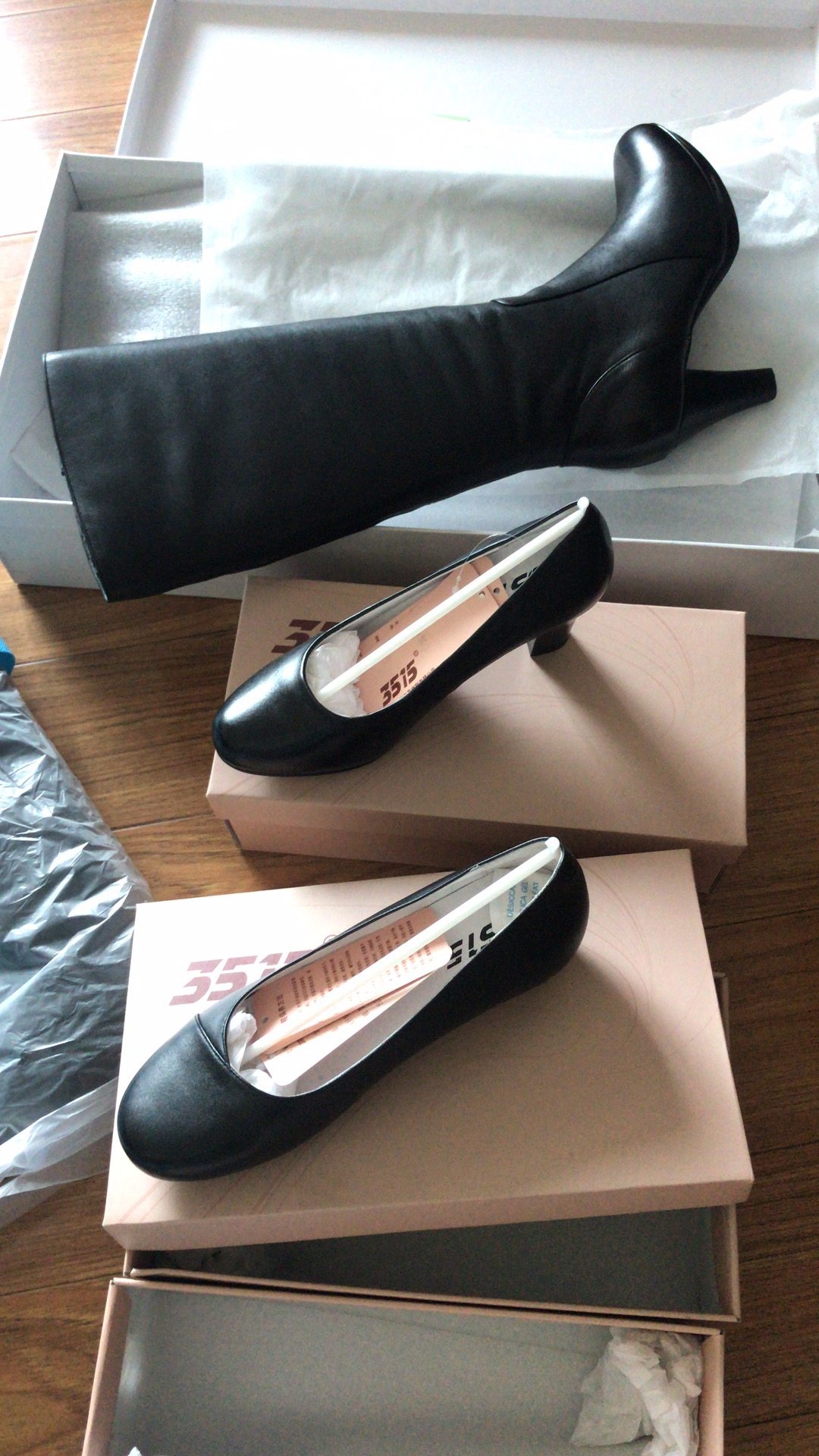 空姐鞋子平底高跟靴子