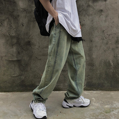 褲子男2020秋冬新款韓版ins復古高腰顯瘦牛仔褲寬鬆直筒闊腿褲潮