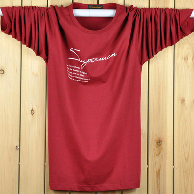 Phương thức mùa hè căng mỏng t-shirt cộng với phân bón XL chất béo đáy áo chất béo man béo dài tay t-shirt nam Áo phông dài