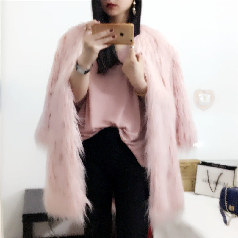 Chống mùa fur 2017 mới mùa đông phần dài giả lông thú áo khoác nữ thời trang bãi biển màu hồng áo len giải phóng mặt bằng