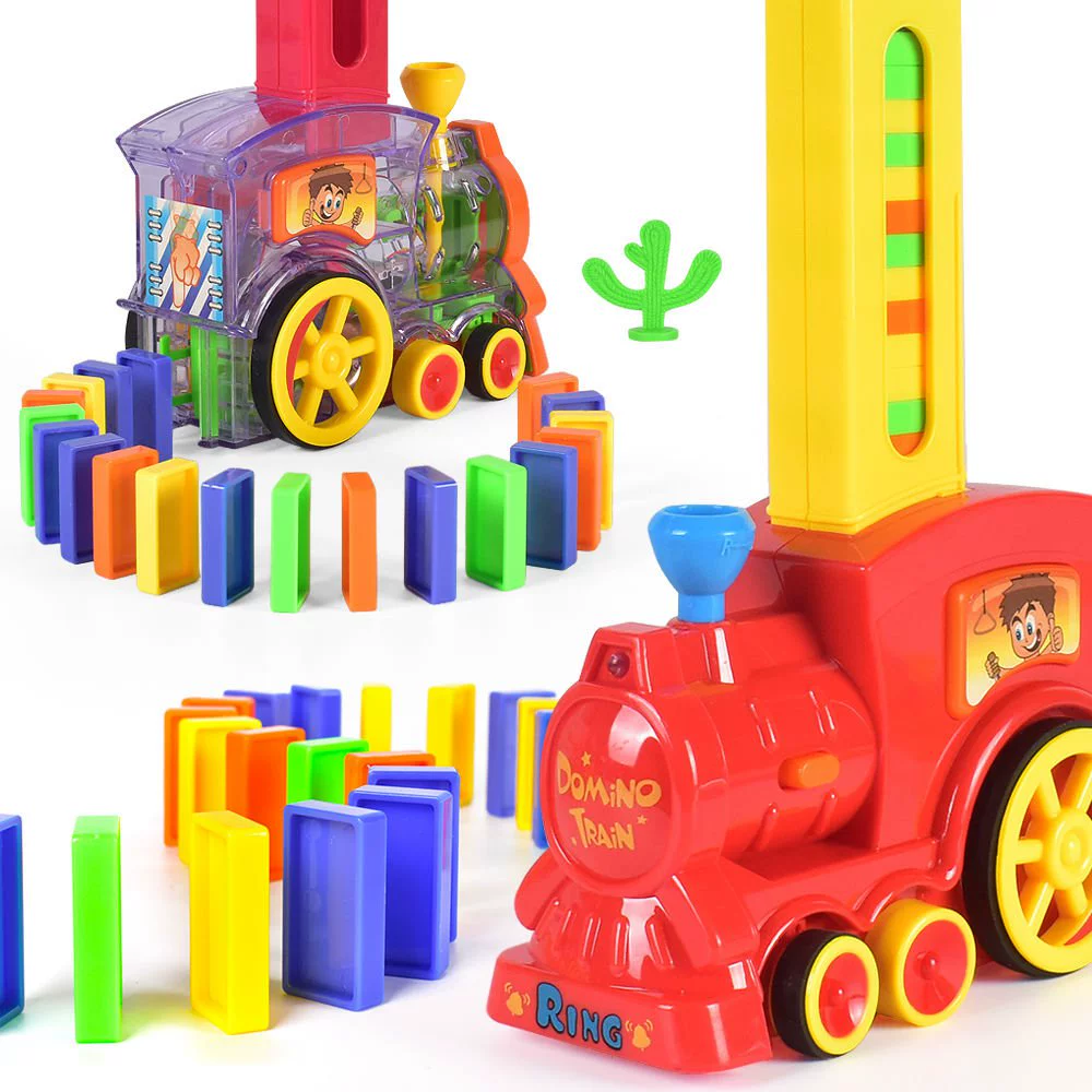 Xe điện domino tự động đặt trong suốt Thomas đào tạo khối xây dựng nhỏ đồ chơi giáo dục trẻ em - Khối xây dựng