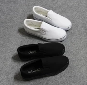 Giày vải cắt thấp mới nữ phiên bản Hàn Quốc phẳng với một bàn đạp phẳng giày thông thường giày vải đen tinh khiết giày công sở màu trắng
