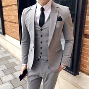 Suit nam phù hợp với mùa thu và mùa đông mỏng Phiên bản Hàn Quốc của trang phục công sở Anh gió chú rể áo cưới áo thủy triều - Suit phù hợp