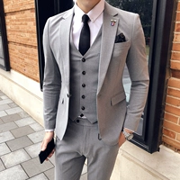 Suit nam phù hợp với mùa thu và mùa đông mỏng Phiên bản Hàn Quốc của trang phục công sở Anh gió chú rể áo cưới áo thủy triều - Suit phù hợp quần âu nam đẹp