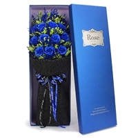 Темно -синяя 11 синяя роза+сушеные цветы