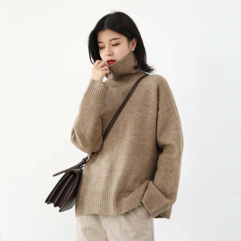 CashmereCHICVEN2020 Retro Hong Kong flavor easy High collar sweater Autumn and winter keep warm Built in Condom Sweater 5 colour