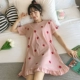 Bộ đồ ngủ nữ mùa hè mỏng phần cotton với váy độn ngực dễ thương lady bơ xanh váy ngủ nữ sinh viên dịch vụ tại nhà - Đêm đầm