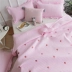 Hàn Quốc giặt bông trải giường ba mảnh giường đơn điều hòa nhỏ dâu tây là Hàn Quốc chăn bông bằng ruffle drap nệm Trải giường