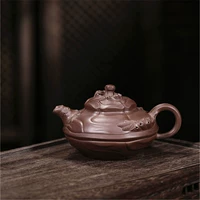 Yixing Dingshan Gu Jingzhou Zisha nồi làm bằng tay nghệ sĩ dân gian chính hãng làm bằng tay hướng dương gió cuộn bộ ấm trà bằng đất	