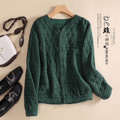taobao agent Brand retro quilted cardigan, baseball uniform, jacket, increased thickness, long sleeve