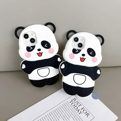 Cute Children's Girls 3D Silicone TPU Panda Bear 15, 14, 13, 12, 11 iPhone Case
