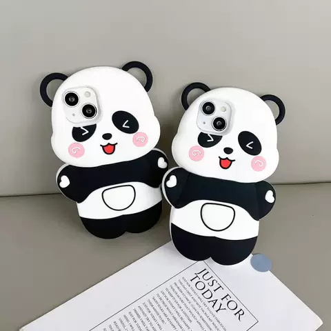 Cute Children's Girls Phone Cases Covers 3D Silicone TPU Panda Bear iPhone 15, iPhone 14, iPhone 13, iPhone 12, iPhone 11