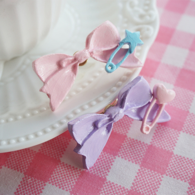 taobao agent Genuine design pin with bow, clay, Japanese adjustable ring, Lolita style