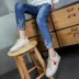 Feidiexuan [Full 68 Miễn phí vận chuyển] Quần trẻ em Quần dài Cô gái mới Mùa thu Slim Fit Quần jean rộng - Quần jean Quần jean