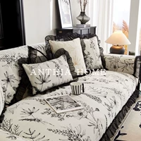 Зимний черный диван, универсальная нескользящая подушка на четыре сезона, французский стиль, новая коллекция