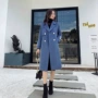 Áo len mùa thu đông dày nữ dài phiên bản Hàn Quốc 2018 mới áo khoác mỏng màu xanh lam phổ biến áo dạ nữ đẹp