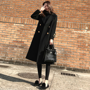 Chống mùa giải phóng mặt bằng 2018 mùa thu và mùa đông mới Hàn Quốc phiên bản của lỏng mỏng len áo khoác nữ dài màu đen len áo