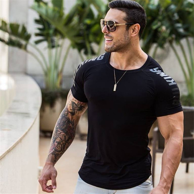 BlackQuickdryTshirtSkinnyTeeShirtsGymWorkoutTopsformen