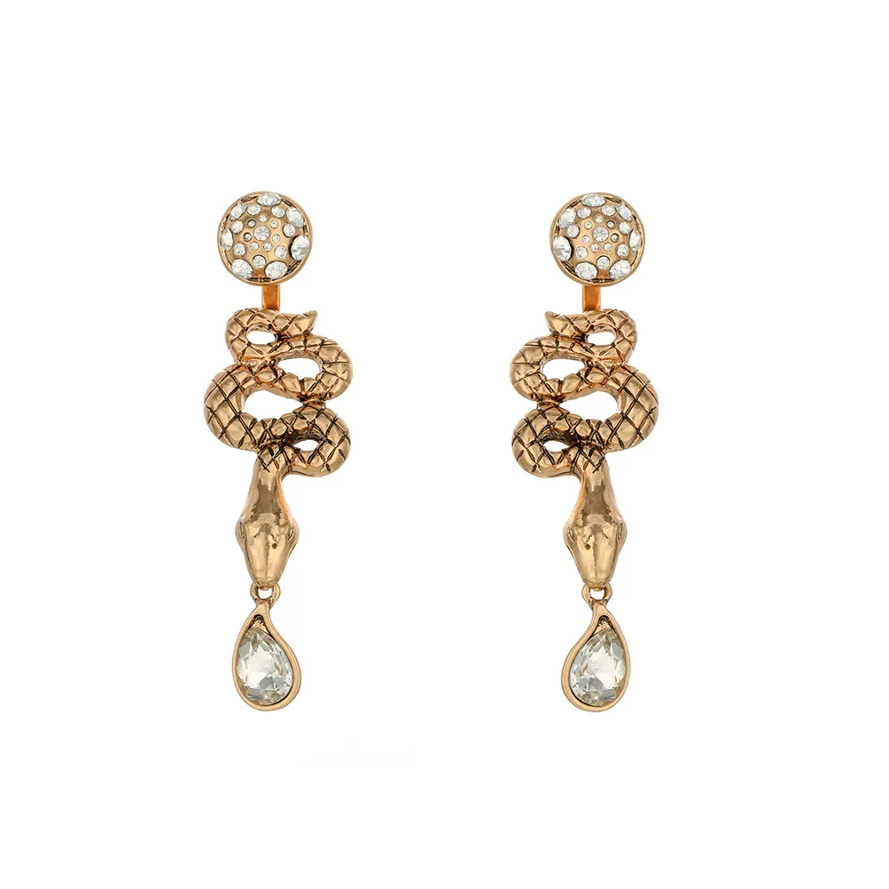 Snake Earring ladies个性夸张长版蛇纹蛇耳针耳环饰серьги