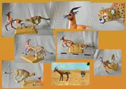 DIY tay lắp ráp ba chiều mô hình giấy mô phỏng động vật cảnh Cheetah săn linh dương 3D giấy khuôn origami