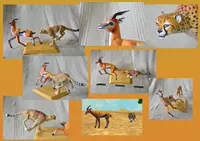 DIY tay lắp ráp ba chiều mô hình giấy mô phỏng động vật cảnh Cheetah săn linh dương 3D giấy khuôn origami mô hình giấy