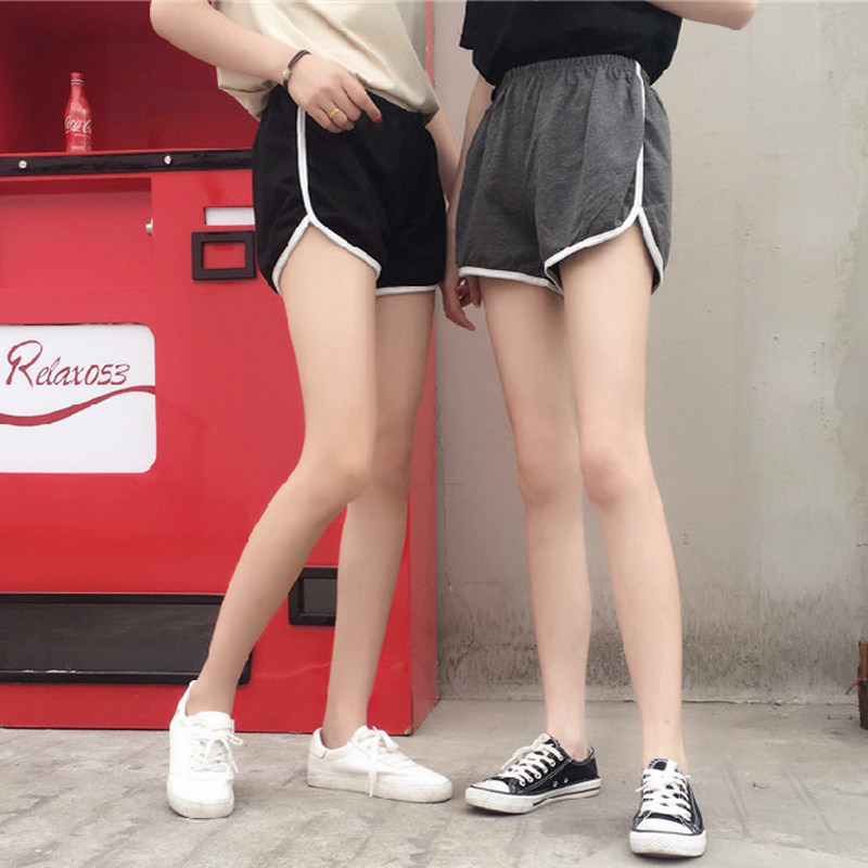代古拉k 夏韩版简约拼色休闲运动短裤阔腿裤高腰外穿休闲裤直筒裤