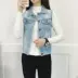 Xuân 2018 sản phẩm mới phiên bản Hàn Quốc của phụ nữ không tay thon gọn tay áo denim không tay - Áo vest áo măng tô nữ Áo vest