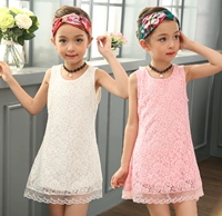 Детская летняя одежда, кружевной наряд маленькой принцессы для девочек, платье без рукавов, юбка, 2018, детская одежда, в корейском стиле