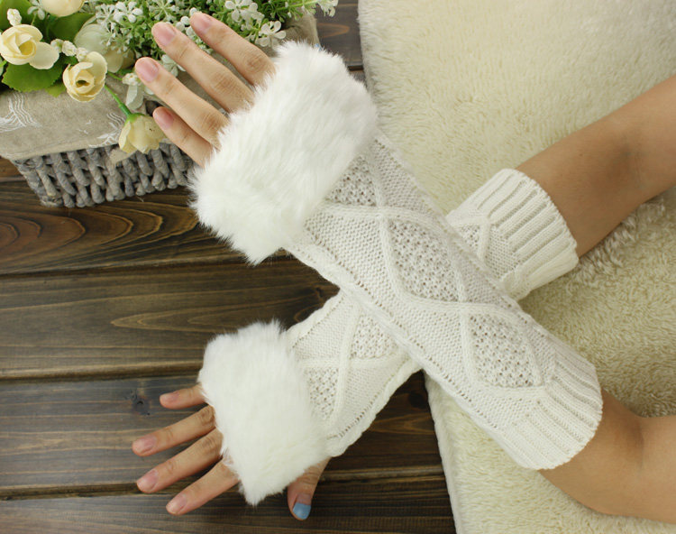 手臂加厚袖子学生手套秋冬毛线套手袜假保暖长款可爱男女