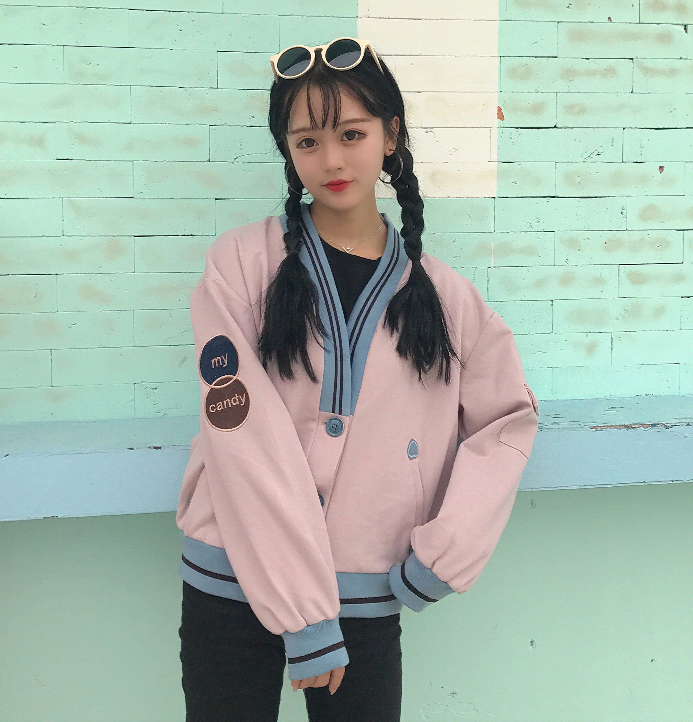 实价实拍秋装新款短韩版宽松百搭女学生上衣外套5319