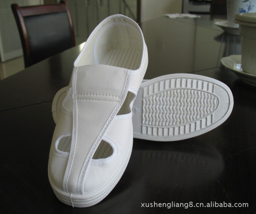 Dày PU đáy giày mềm chống tĩnh điện thở giày bụi lưới giày sạch giày sạch giày nam màu trắng giày Sikong 