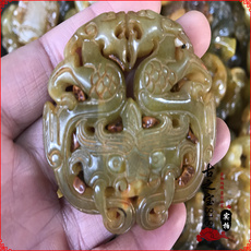 Подвеска для автомобиля 古玩仿古汉代玉器老岫玉高古玉石雕车挂件吊坠手把件玉佩牌子做旧