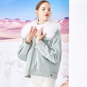 Đường sức mạnh mùa đông mới Châu Âu và Mỹ Cô gái lông lớn áo khoác học sinh mỏng ngắn nữ màu xám xanh quần áo cotton - Bông
