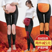 Bà bầu quần legging cộng với quần nhung dày ấm áp quần mùa thu đông