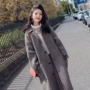 Áo len sang trọng trong phần dài nữ Hàn Quốc phiên bản của houndstooth gió Hepburn 茧 retro retro mỏng len áo khoác sinh viên áo dạ tweed