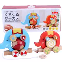 Con voi bằng gỗ kéo xe vui vẻ thiết kế con lăn toddler bò toddler tập thể dục kéo toddler toy đồ chơi cho bé 3 tuổi