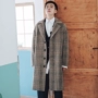 Áo khoác len kẻ sọc cổ điển mùa đông thứ chín mươi chín phần dài của xu hướng áo khoác vai Hàn Quốc cardigan nam