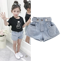 Quần short denim nữ 2019 kiểu mới nước ngoài phiên bản Hàn Quốc của các em lớn mặc quần hoang dã quần trẻ em mùa hè nóng bỏng - Quần quần mông thú cho bé