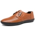 Mùa hè da rỗng giày nam thoáng khí Giày nam giản dị dép trung niên cha giày mềm đế mềm wisp trống - Sandal Sandal