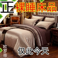 Châu Âu cao cấp giường không khí một gia đình bốn bông tấm gắn bông satin sang trọng jacquard đôi Liu Jiantao - Bộ đồ giường bốn mảnh chăn ga cưới