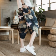 Trung Quốc phong cách quần short vải lanh đèn lồng bãi biển quần bảy quần kích thước lớn của nam giới rộng chân quần lỏng chín điểm quần lớn mùa hè
