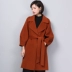 Chống mùa handmade hai mặt áo nữ phần dài 2018 mới của Hàn Quốc phiên bản của vành đai eo đèn lồng tay áo áo áo khoác dạ đẹp Accentuated eo áo