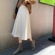 Váy len nữ A7seven mùa thu đông mùa đông Hàn Quốc có khí chất mỏng manh trong phần dài Một chiếc váy len từ ô váy