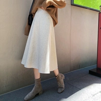 Váy len nữ A7seven mùa thu đông mùa đông Hàn Quốc có khí chất mỏng manh trong phần dài Một chiếc váy len từ ô váy chân váy trắng chữ a