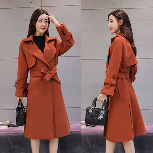 Áo len nữ trung phần dài sinh viên Hàn Quốc eo Nizi mùa thu và mùa đông áo khoác mùa đông 2017 mới hoang dã Han Fan