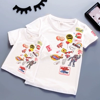 Cha mẹ và con mặc mùa hè ngắn tay t- shirt 2018 làn sóng mới trang trí nội thất một gia đình ba mẹ và người phụ nữ mẹ và con áo mỏng phần đồng phục gia đình