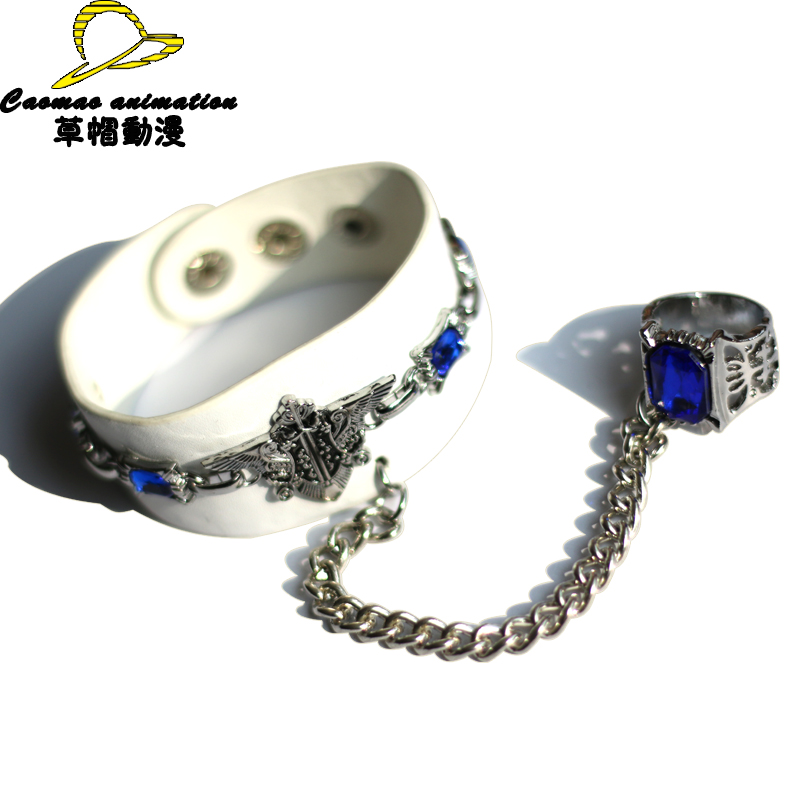 White Punk Braceletcomic Black deacon Punk Bracelet The shire sapphire Ring Cos Ring ma'am Ear Studs Right ring Necklace Bracelet