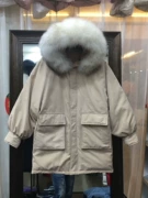 2018 mới xuống áo khoác của phụ nữ phần dài triều Hàn Quốc dày thực sự siêu lớn cổ áo lông trùm đầu đào da chống mùa